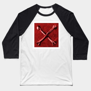 Red Cross Bones, Grungy Anatomy Tattoo style, art illustration print Colorful, Skeleton Realistic Baseball T-Shirt